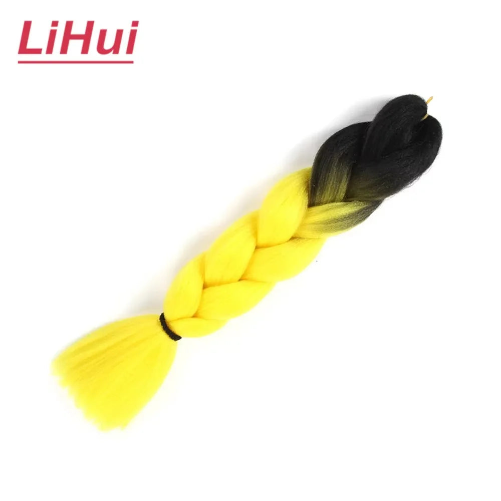 24 Inches Synthetic Braiding Hair Jumbo BraidOmbre Jumbo Hair Extension For Women DIY Hair Braids Purple Pink  Yellow Gray Lihu