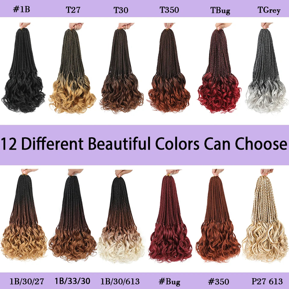 18 24 Inch French Curl Crochet Braids Pre Looped Blonde P27/613 33 Box Braids Crochet Hair Synthetic French Curls Braiding Hair