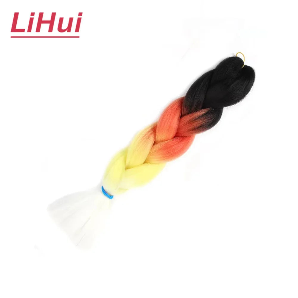 24 Inches Synthetic Braiding Hair Jumbo BraidOmbre Jumbo Hair Extension For Women DIY Hair Braids Purple Pink  Yellow Gray Lihu