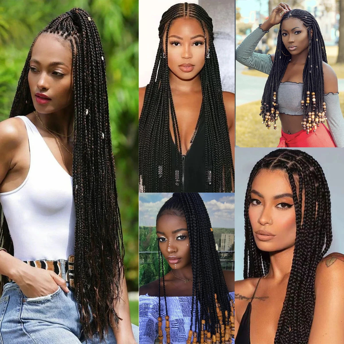 26 Inch Bone Straight Braiding Hair Synthetic Crochet Braids Hair Extensions Silky Pre Stretched Box Braids Hair Ombre Black