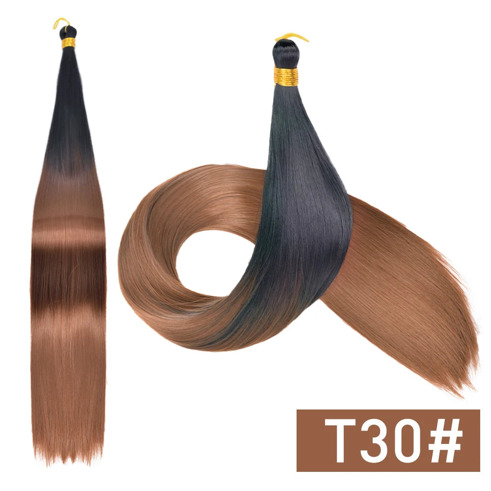 26 Inch Bone Straight Braiding Hair Synthetic Crochet Braids Hair Extensions Silky Pre Stretched Box Braids Hair Ombre Black