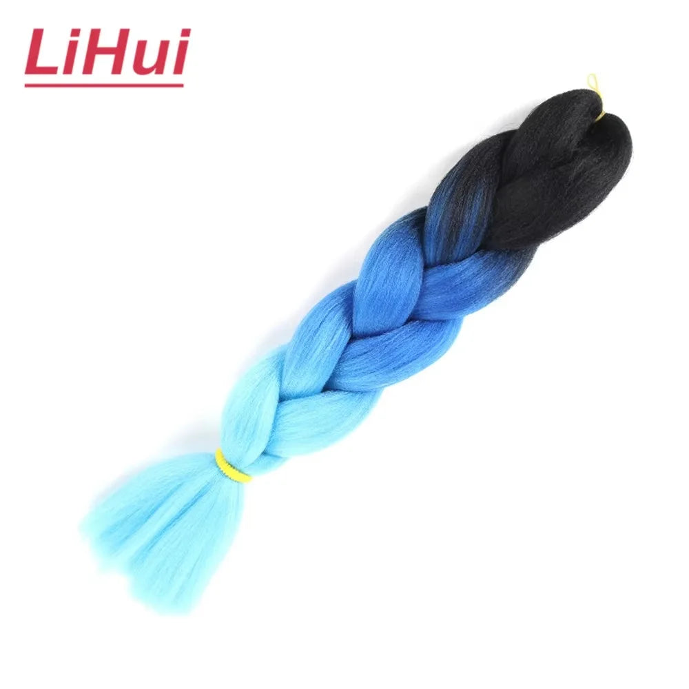24 Inches Synthetic Braiding Hair Jumbo BraidOmbre Jumbo Hair Extension For Women DIY Hair Braids Purple Pink  Yellow Gray Lihu