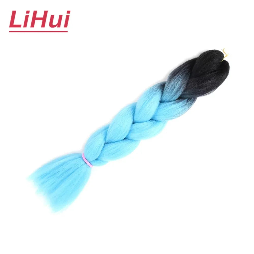 24 Inches Synthetic Braiding Hair Jumbo BraidOmbre Jumbo Hair Extension For Women DIY Hair Braids Purple Pink  Yellow Gray Lihu