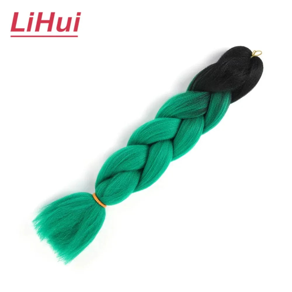 24 Inches Synthetic Braiding Hair Jumbo BraidOmbre Jumbo Hair Extension For Women DIY Hair Braids Purple Pink  Yellow Gray Lihu