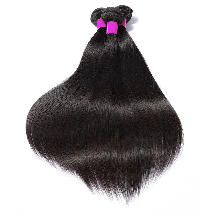 100% Remy Straight Human Hair Bundles 1/3/4 PCS Natural Black Brazilian Hair Weave Bundles 14-30 Inch Human Hair Extensions