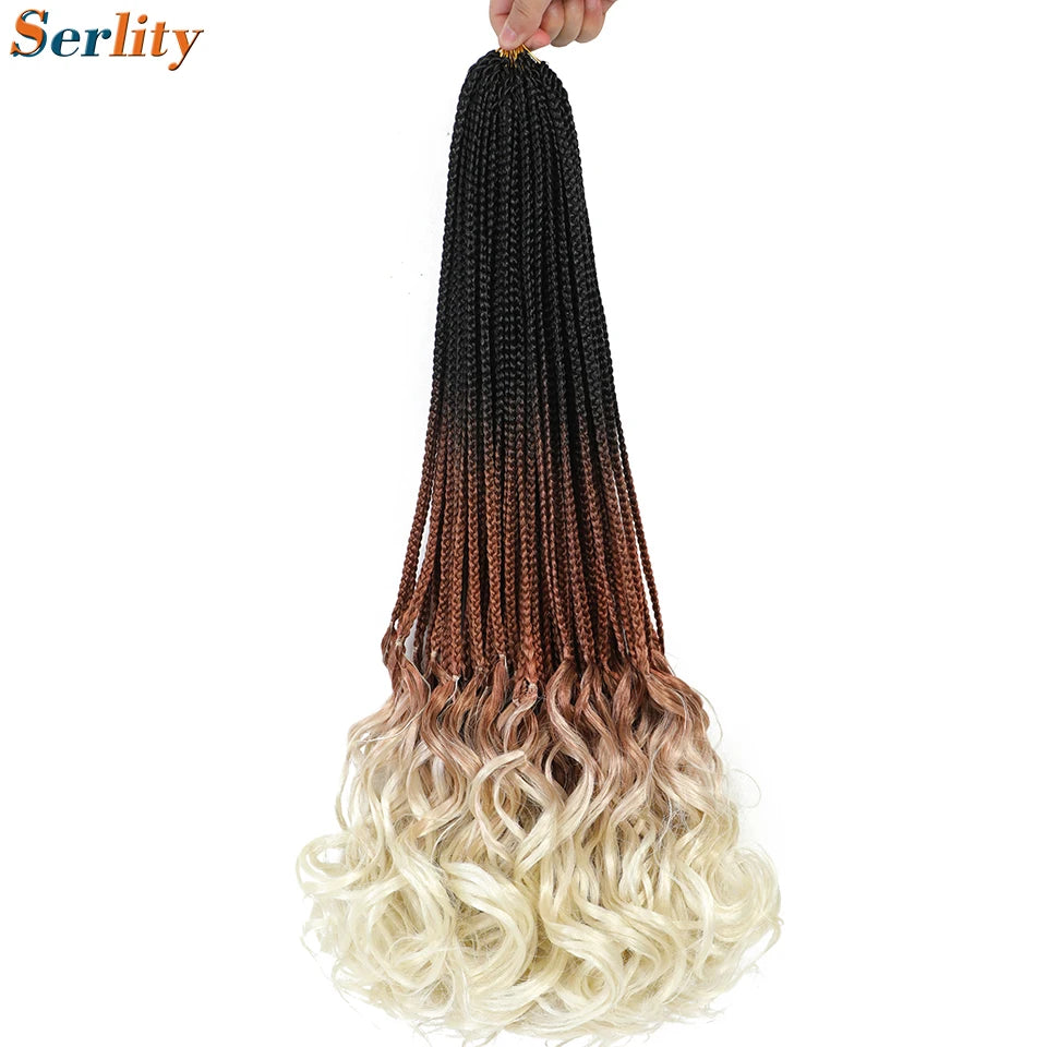 18 24 Inch French Curl Crochet Braids Pre Looped Blonde P27/613 33 Box Braids Crochet Hair Synthetic French Curls Braiding Hair