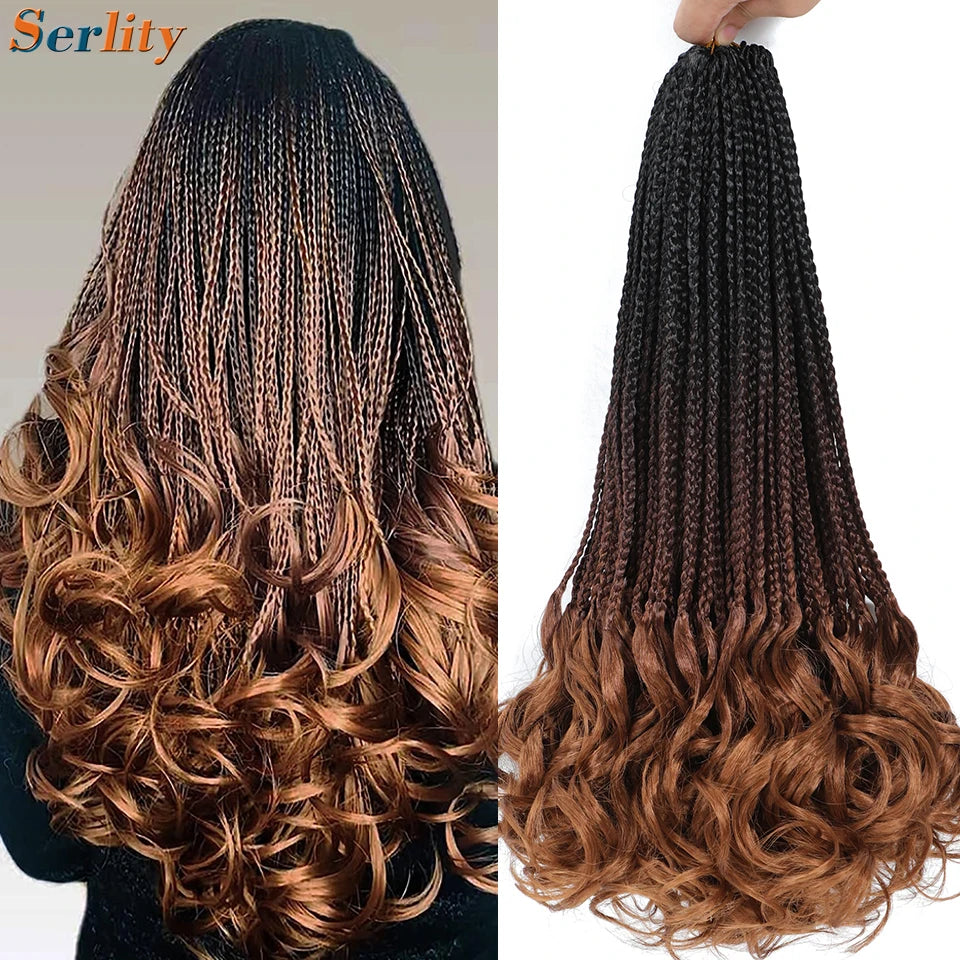 18 24 Inch French Curl Crochet Braids Pre Looped Blonde P27/613 33 Box Braids Crochet Hair Synthetic French Curls Braiding Hair