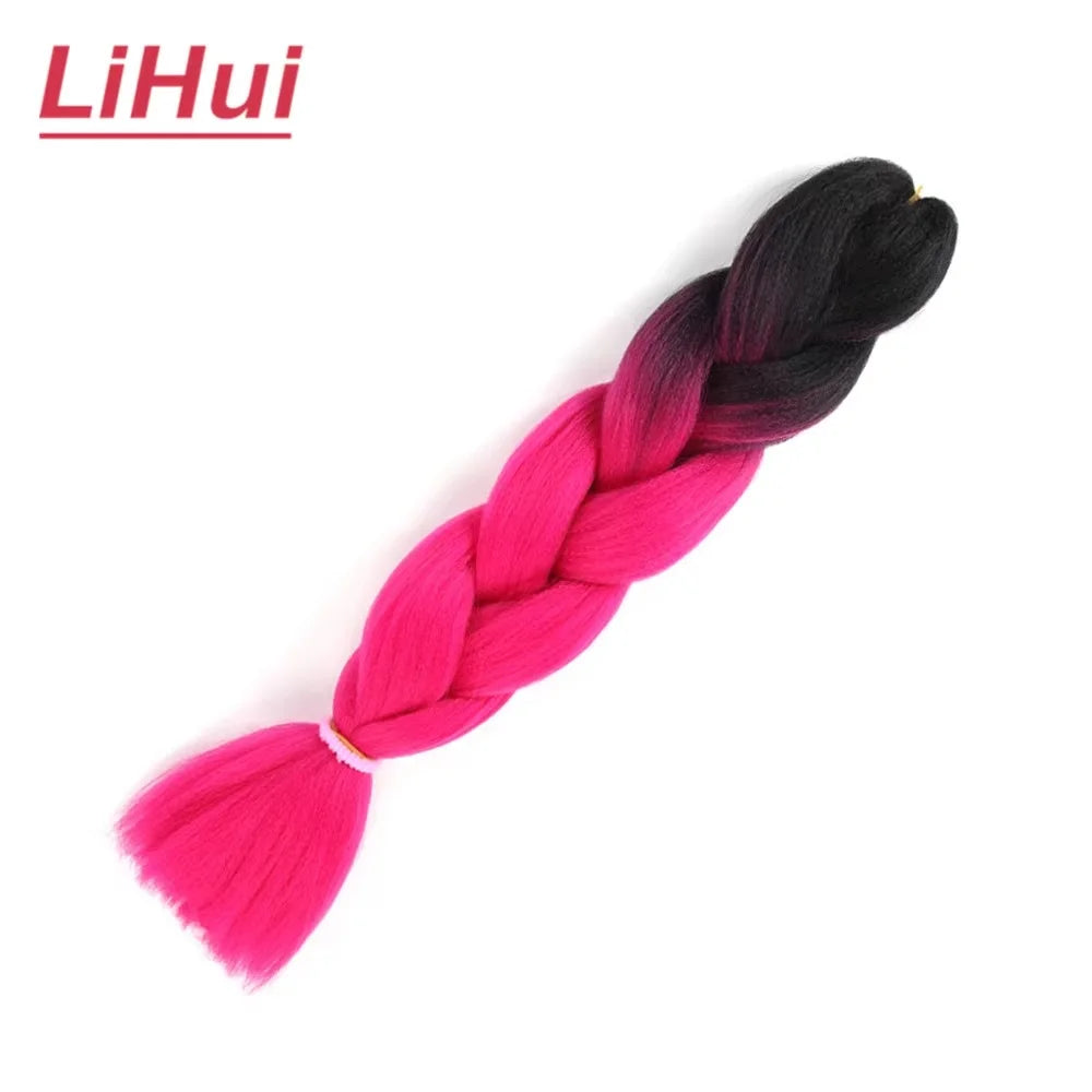 24 Inches Synthetic Braiding Hair Jumbo BraidOmbre Jumbo Hair Extension For Women DIY Hair Braids Purple Pink  Yellow Gray Lihu