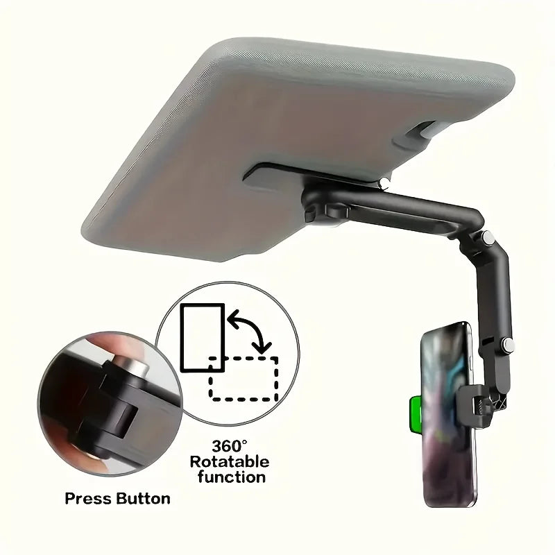 Durable 1080° Rotatable Sun Visor 1pc Car Phone Holder - Adjustable ABS Material Mount for Bedroom, Kitchen, and Vehicle Use