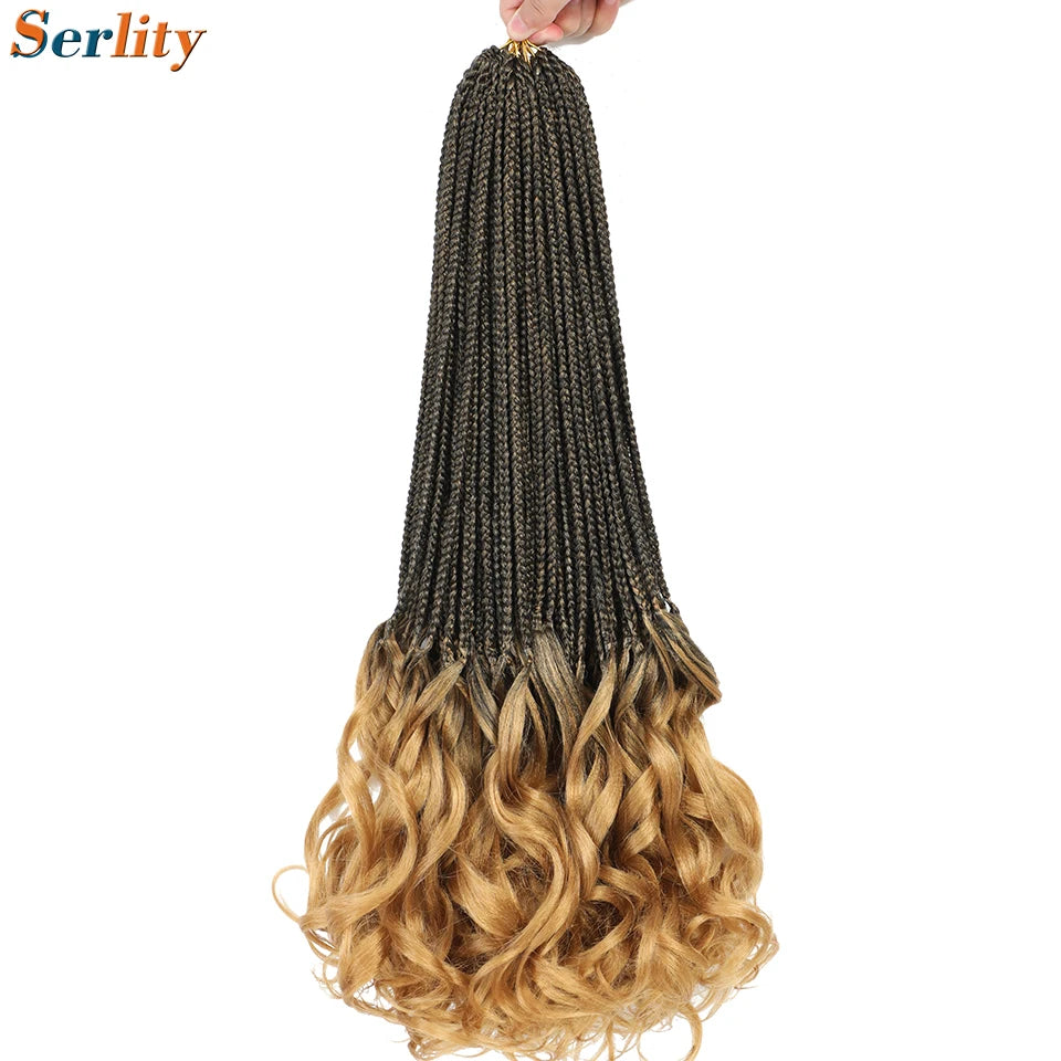 18 24 Inch French Curl Crochet Braids Pre Looped Blonde P27/613 33 Box Braids Crochet Hair Synthetic French Curls Braiding Hair