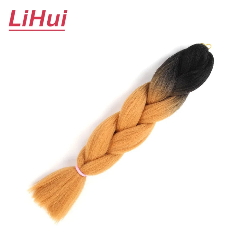 24 Inches Synthetic Braiding Hair Jumbo BraidOmbre Jumbo Hair Extension For Women DIY Hair Braids Purple Pink  Yellow Gray Lihu