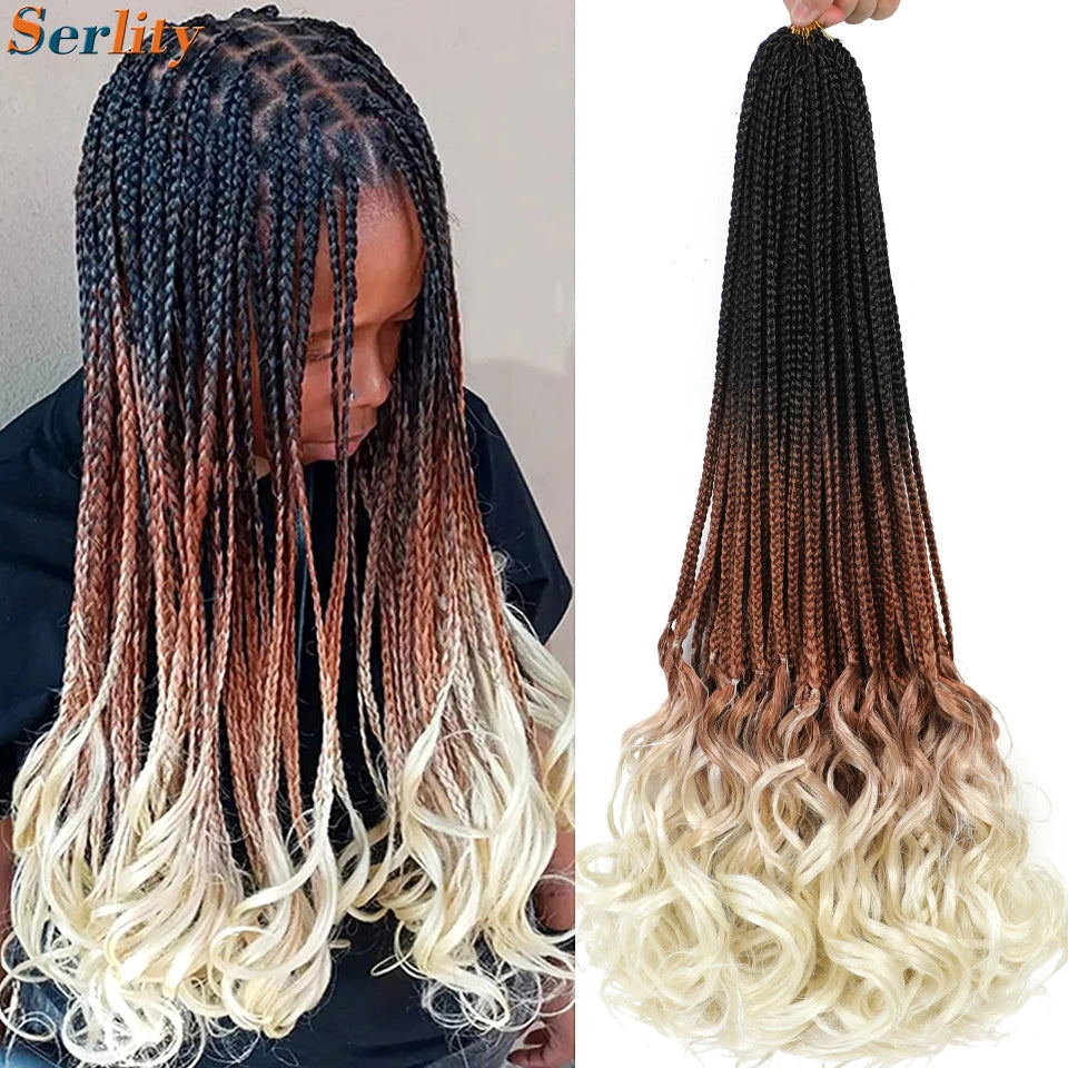 18 24 Inch French Curl Crochet Braids Pre Looped Blonde P27/613 33 Box Braids Crochet Hair Synthetic French Curls Braiding Hair