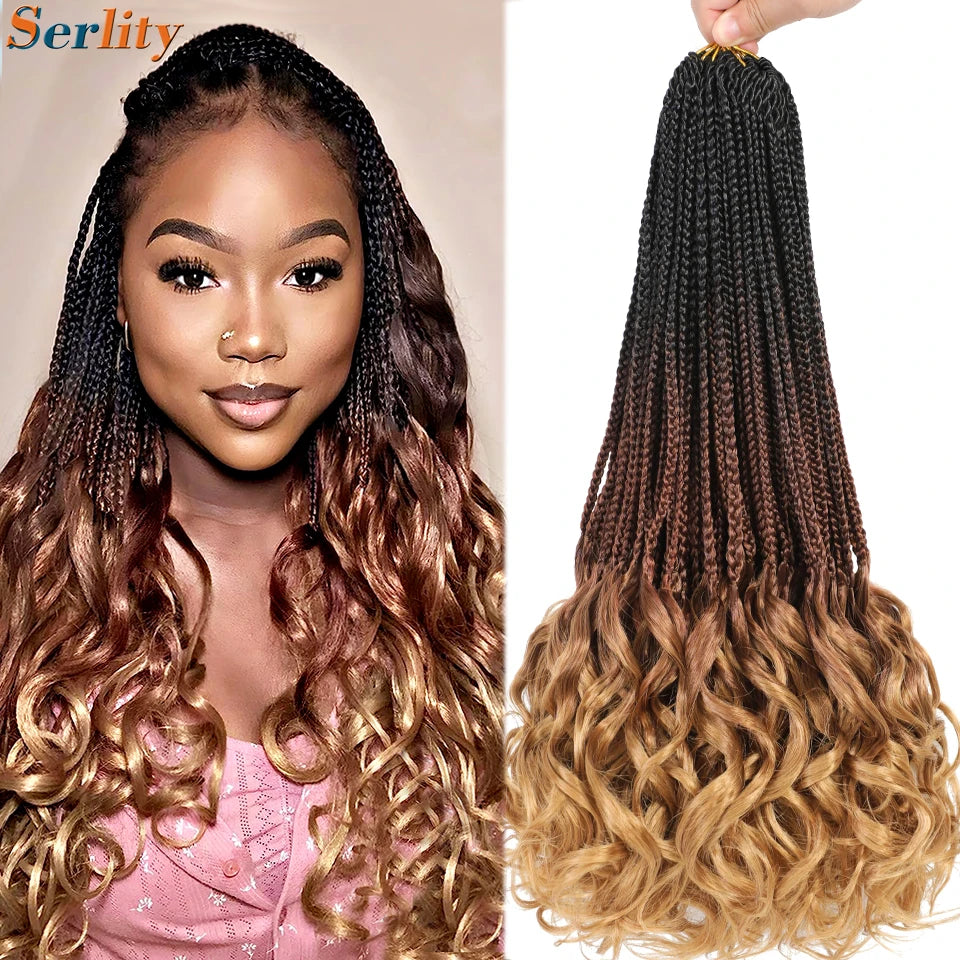 18 24 Inch French Curl Crochet Braids Pre Looped Blonde P27/613 33 Box Braids Crochet Hair Synthetic French Curls Braiding Hair
