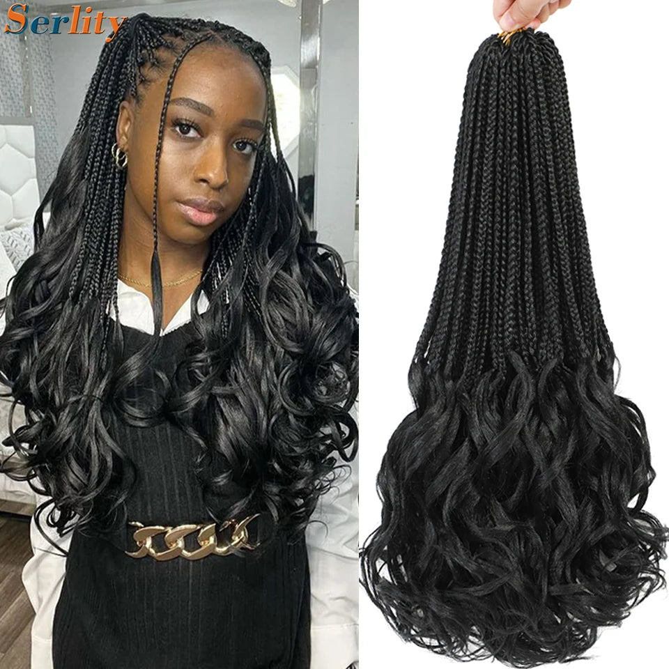 18 24 Inch French Curl Crochet Braids Pre Looped Blonde P27/613 33 Box Braids Crochet Hair Synthetic French Curls Braiding Hair