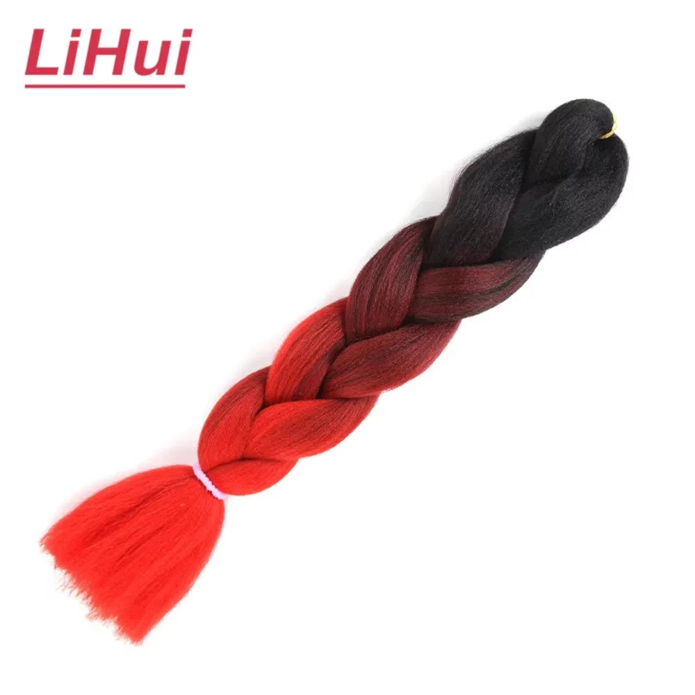 24 Inches Synthetic Braiding Hair Jumbo BraidOmbre Jumbo Hair Extension For Women DIY Hair Braids Purple Pink  Yellow Gray Lihu
