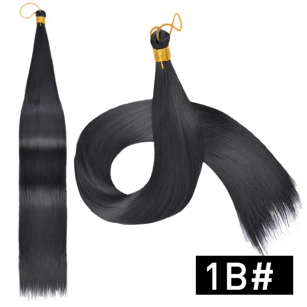 26 Inch Bone Straight Braiding Hair Synthetic Crochet Braids Hair Extensions Silky Pre Stretched Box Braids Hair Ombre Black