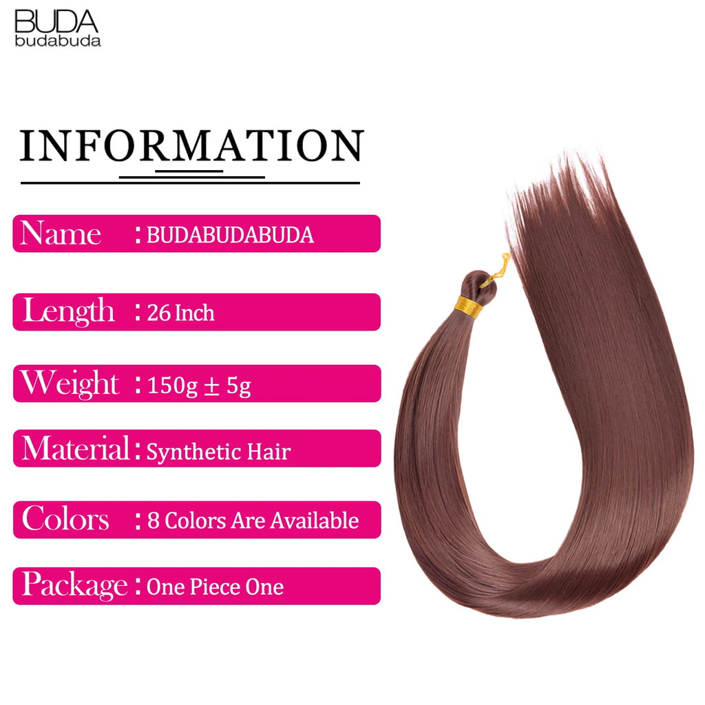 26 Inch Bone Straight Braiding Hair Synthetic Crochet Braids Hair Extensions Silky Pre Stretched Box Braids Hair Ombre Black