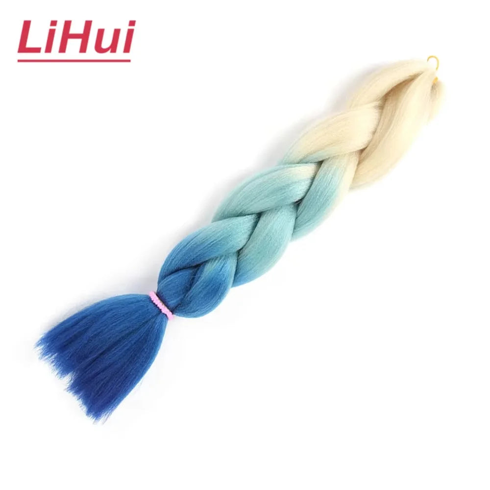 24 Inches Synthetic Braiding Hair Jumbo BraidOmbre Jumbo Hair Extension For Women DIY Hair Braids Purple Pink  Yellow Gray Lihu