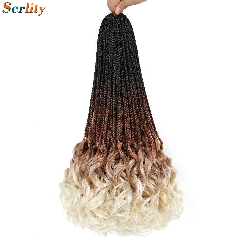 18 24 Inch French Curl Crochet Braids Pre Looped Blonde P27/613 33 Box Braids Crochet Hair Synthetic French Curls Braiding Hair