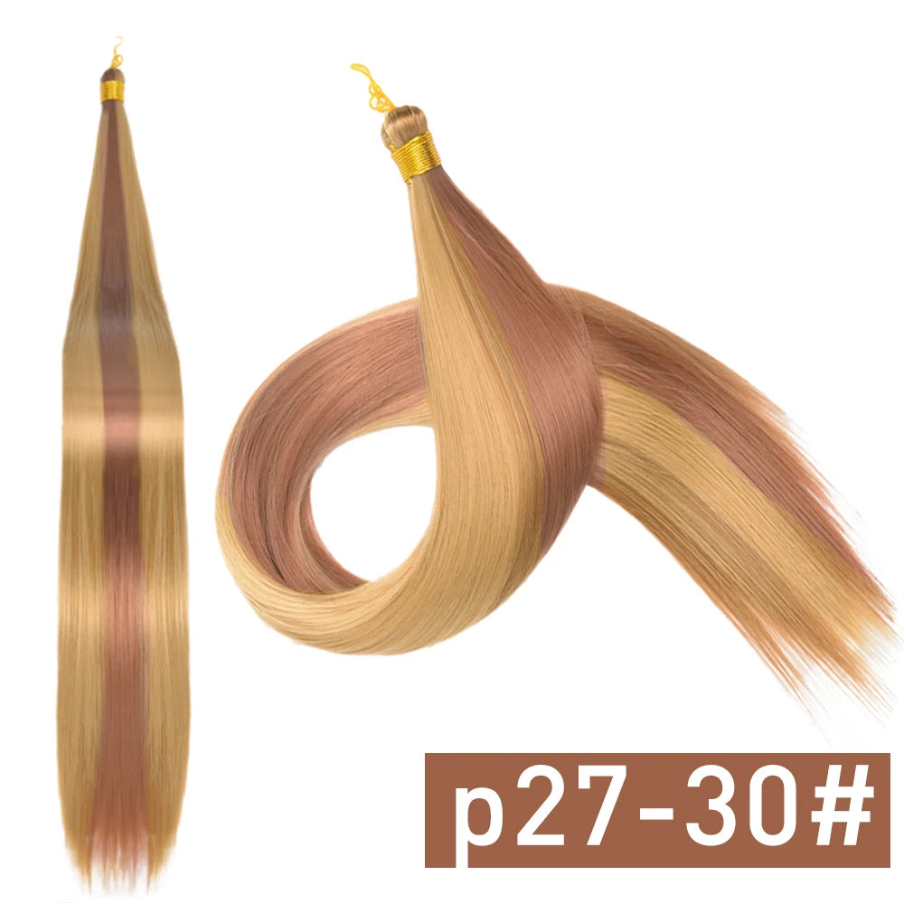 26 Inch Bone Straight Braiding Hair Synthetic Crochet Braids Hair Extensions Silky Pre Stretched Box Braids Hair Ombre Black