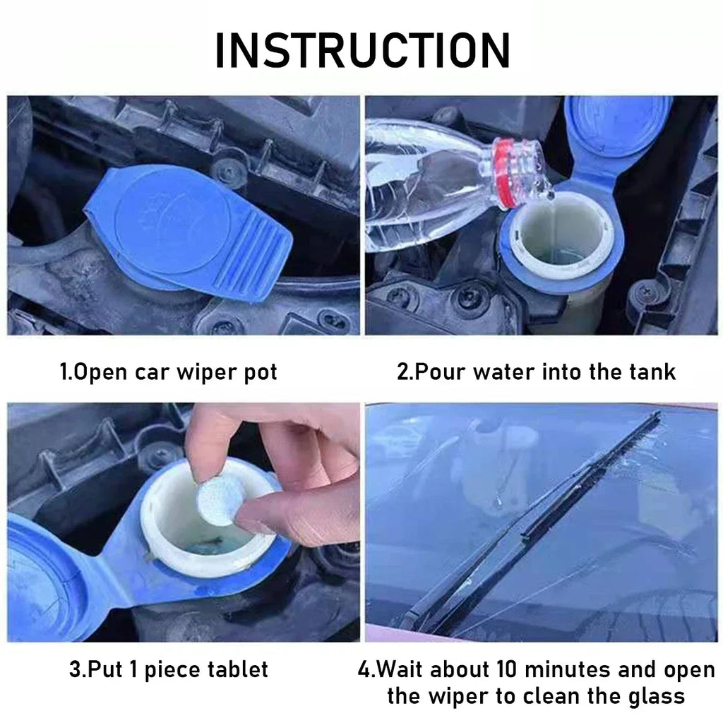 ‌All-Season Windshield Washer Effervescent Tablet (Solid Concentrate) Shellac-Free Formula