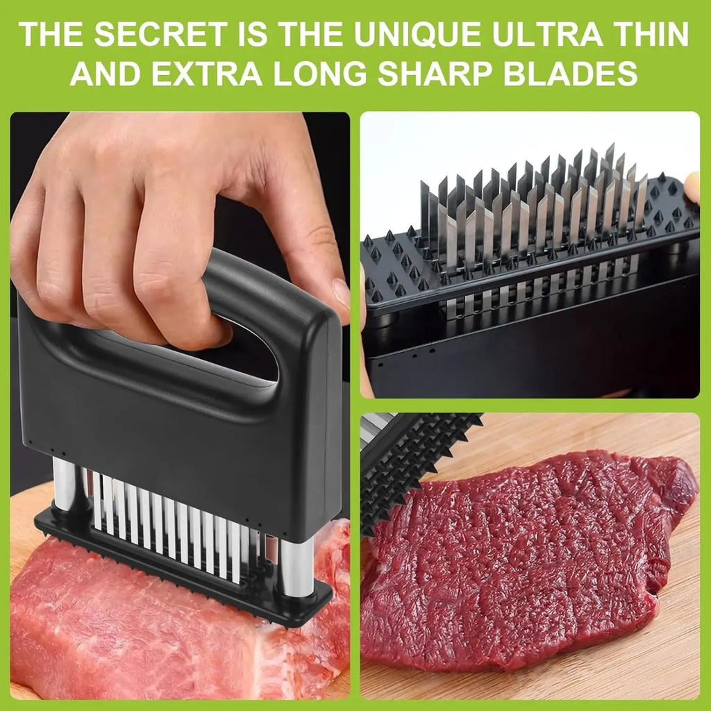 Meat Tenderizer with 48 Stainless Steel Ultra Sharp Needle Blades for Tenderizing Beef Pork Turkey Fish Kitchen Cooking Tools