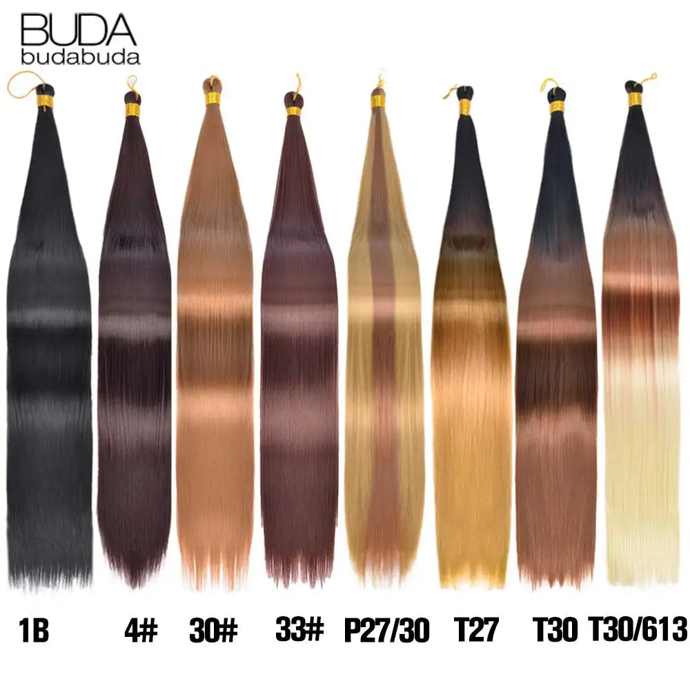 26 Inch Bone Straight Braiding Hair Synthetic Crochet Braids Hair Extensions Silky Pre Stretched Box Braids Hair Ombre Black