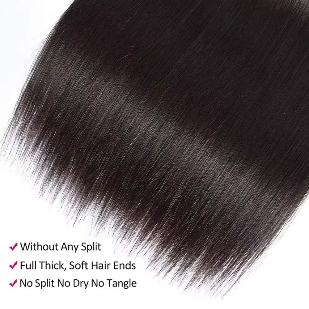 Straight Bundles Human Hair Brazilian Human Hair Bundles Remy Extensions 1/3/4 Bundle Deal Weave Double Weft Hair Weaving