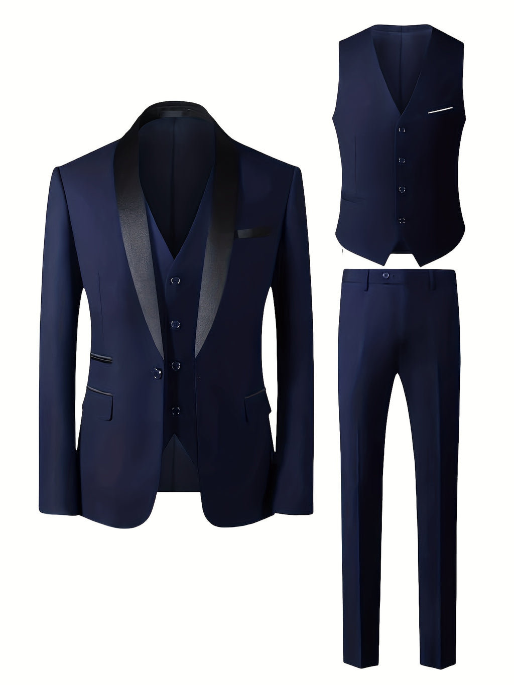 Men's Premium Three-Piece Suit Set, Plus Size Suit, Pants, and Vest for Formal Wear, Weddings, Work Attire, and Holiday Gifts