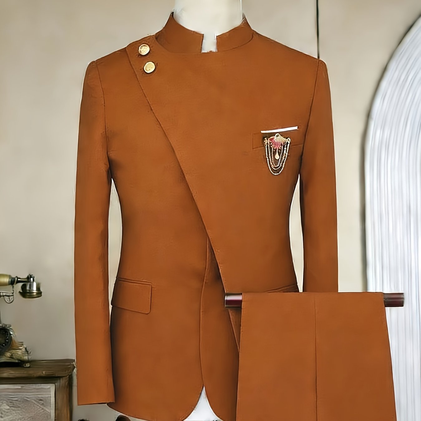 Men's Long-sleeved Fitted 2pcs Suit Set, Luxurious And Elegant, Suitable for Wearing At Weddings, Parties, Business Events, Valentine's Day Gatherings, Etc.
