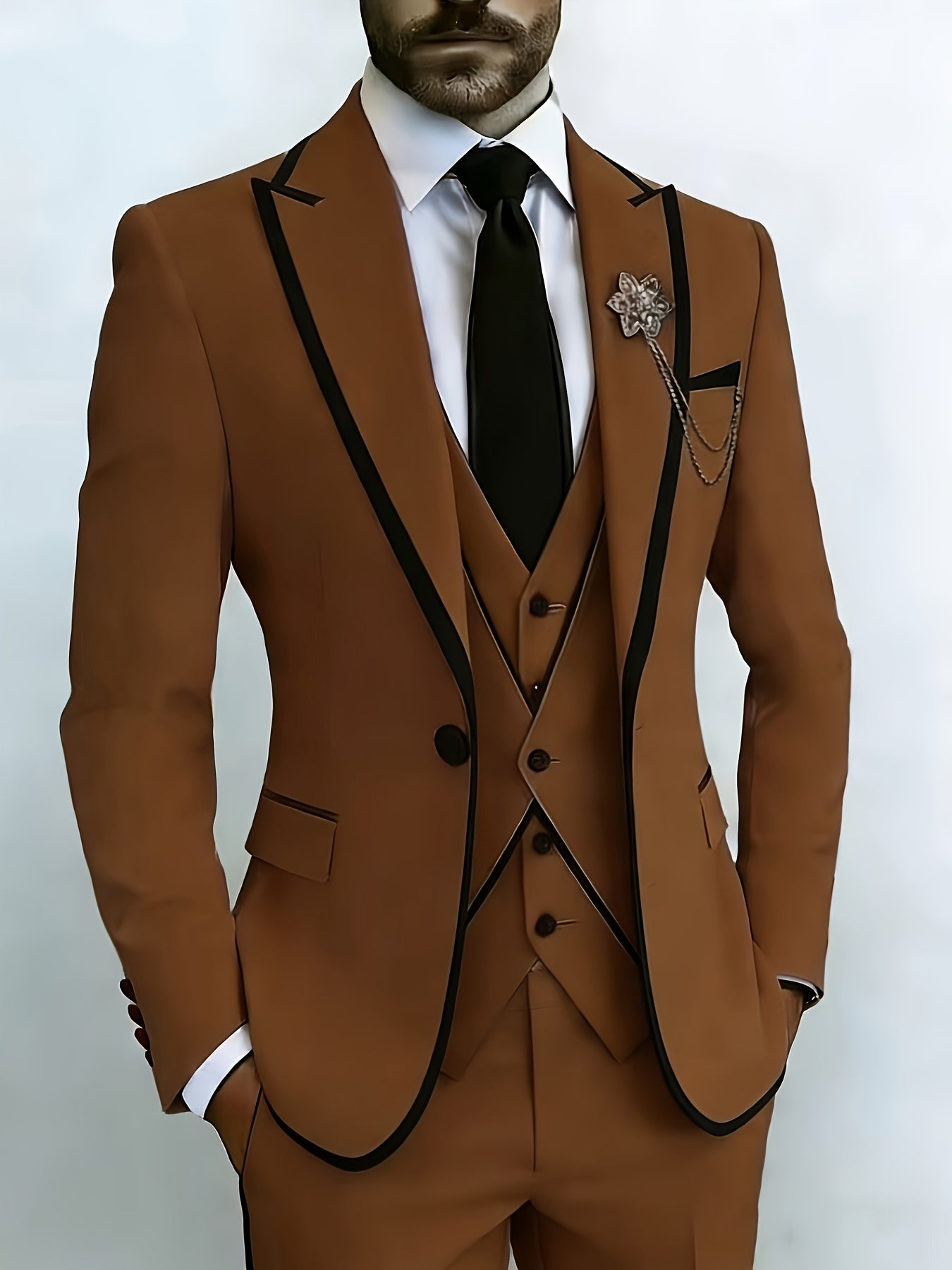 New Men's Suit 3pcs Set, with Exquisite Design And Elegant Classic Cut. Suitable for Weddings, Business, Formal Occasions, An Ideal Gift for Men, Valentine's Day Gift/ Valentine's Day Suit