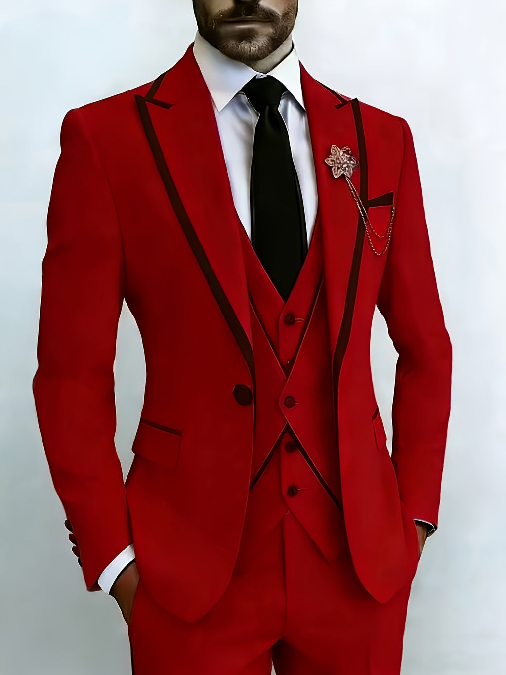New Men's Suit 3pcs Set, with Exquisite Design And Elegant Classic Cut. Suitable for Weddings, Business, Formal Occasions, An Ideal Gift for Men, Valentine's Day Gift/ Valentine's Day Suit