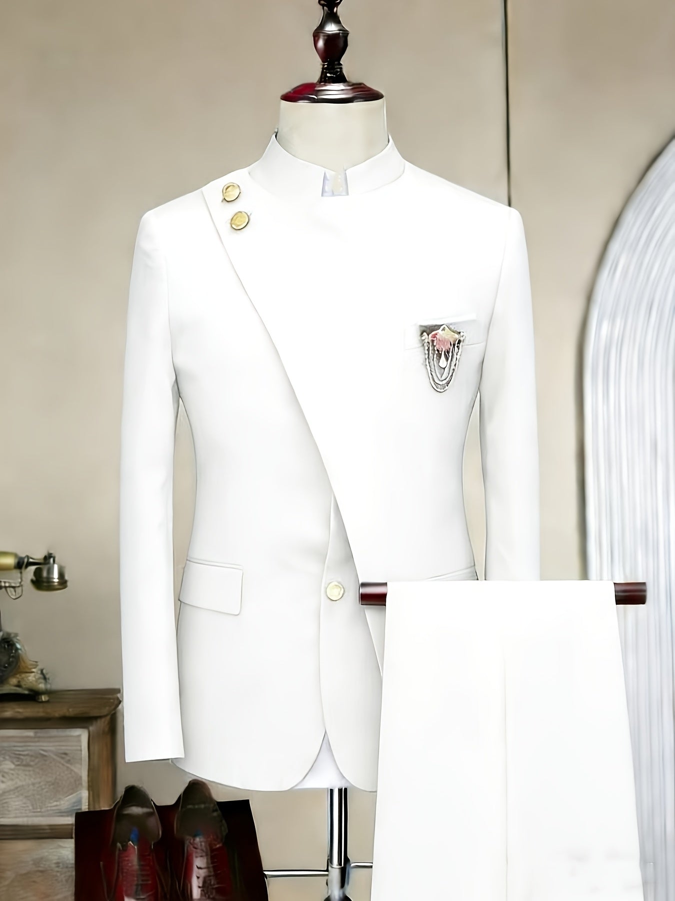 Men's Long-sleeved Fitted 2pcs Suit Set, Luxurious And Elegant, Suitable for Wearing At Weddings, Parties, Business Events, Valentine's Day Gatherings, Etc.
