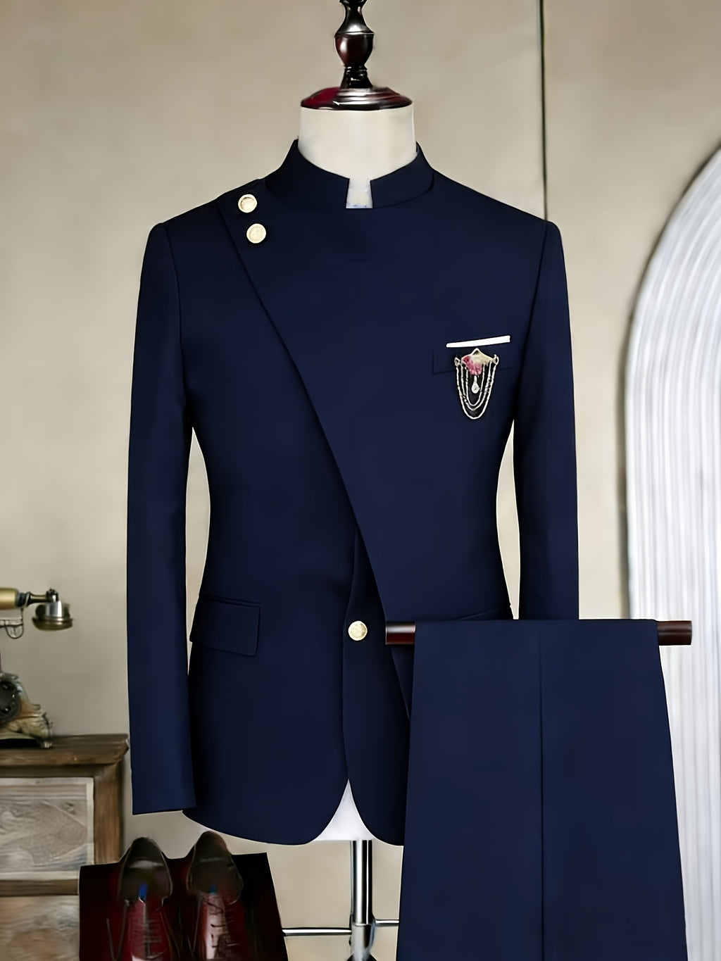 Men's Long-sleeved Fitted 2pcs Suit Set, Luxurious And Elegant, Suitable for Wearing At Weddings, Parties, Business Events, Valentine's Day Gatherings, Etc.