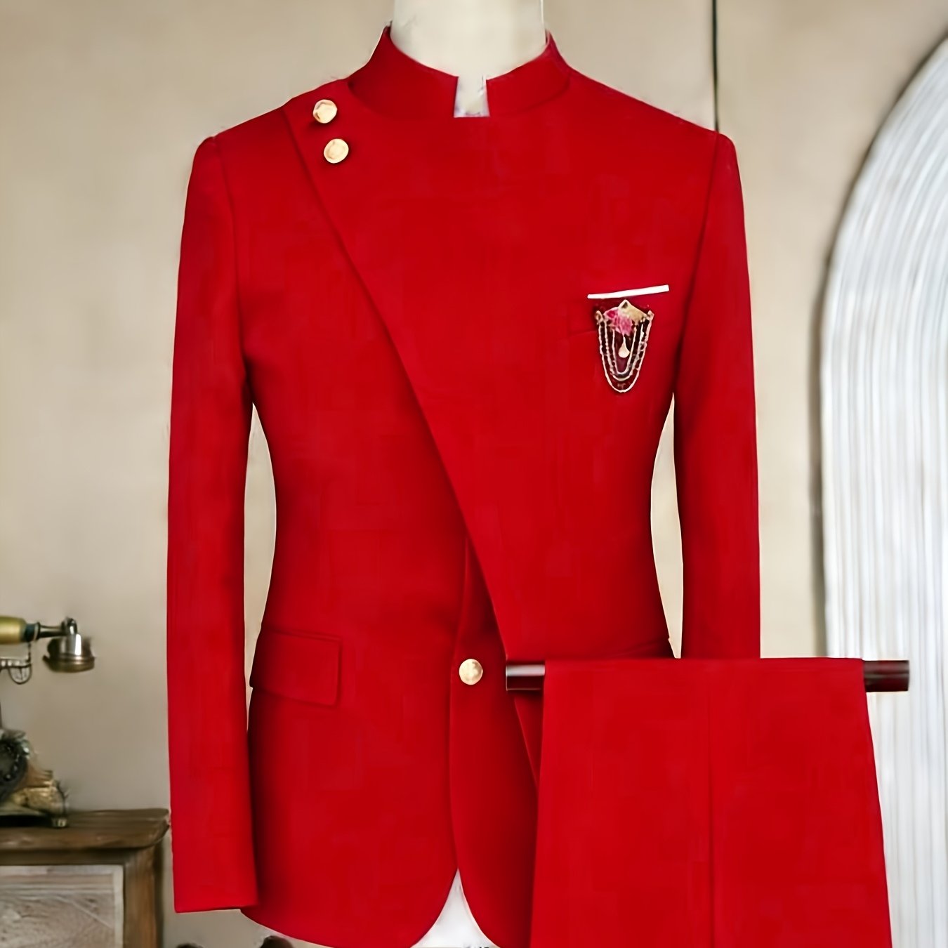 Men's Long-sleeved Fitted 2pcs Suit Set, Luxurious And Elegant, Suitable for Wearing At Weddings, Parties, Business Events, Valentine's Day Gatherings, Etc.
