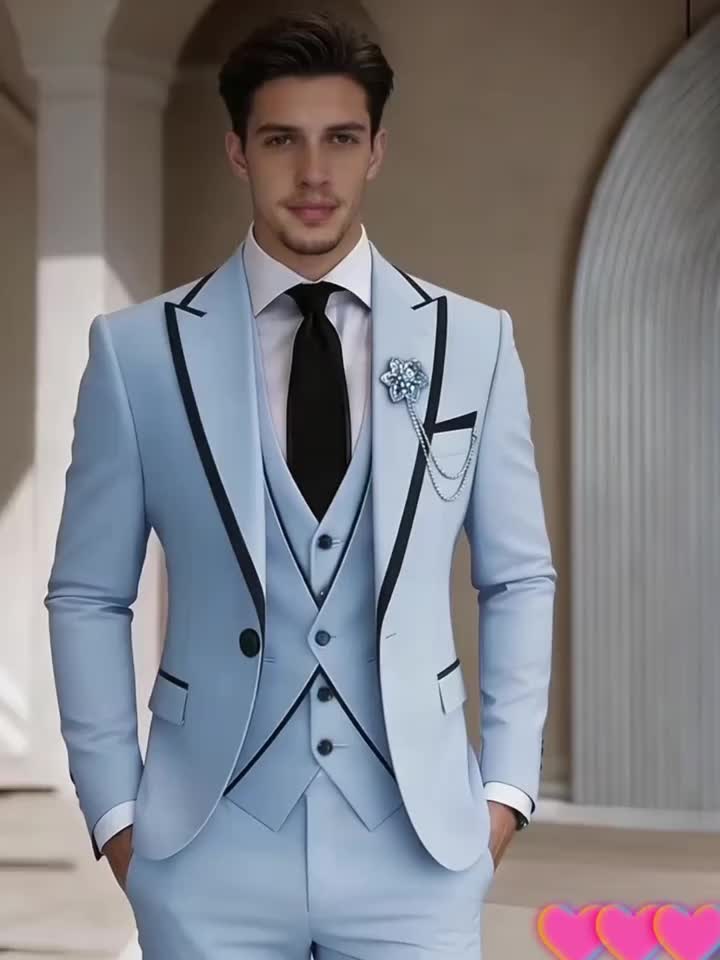 New Men's Suit 3pcs Set, with Exquisite Design And Elegant Classic Cut. Suitable for Weddings, Business, Formal Occasions, An Ideal Gift for Men, Valentine's Day Gift/ Valentine's Day Suit