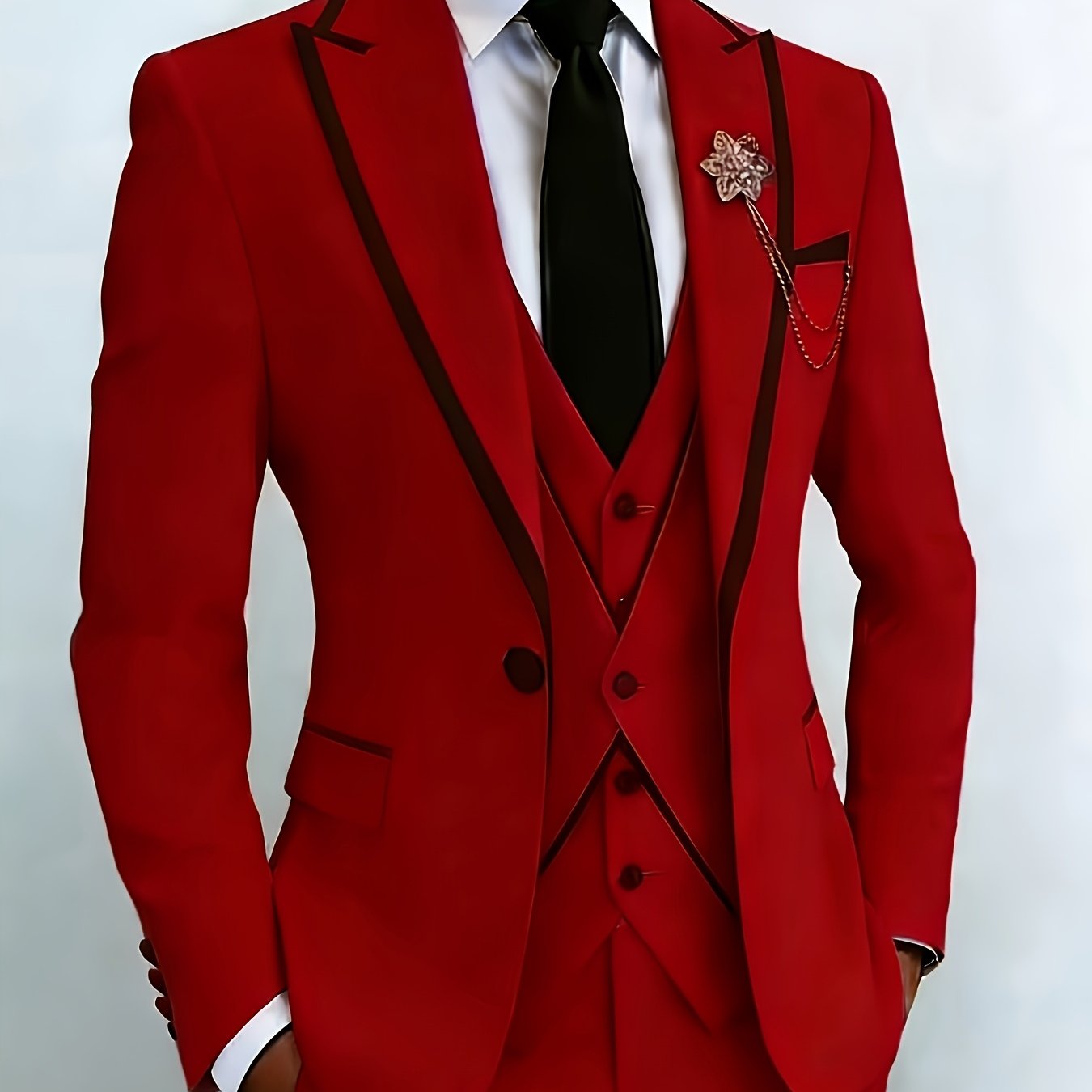 New Men's Suit 3pcs Set, with Exquisite Design And Elegant Classic Cut. Suitable for Weddings, Business, Formal Occasions, An Ideal Gift for Men, Valentine's Day Gift/ Valentine's Day Suit